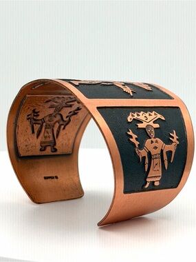 Native American Pueblo Kachina Spirit Dancer Solid Copper Cuff Bracelet Jewelry